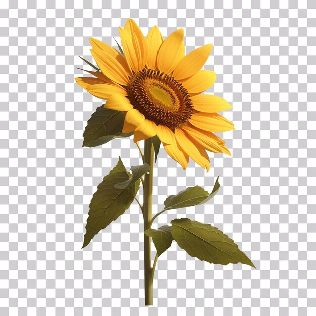 PSD 3d rendering of a realistic sun flower isolated on transparent background