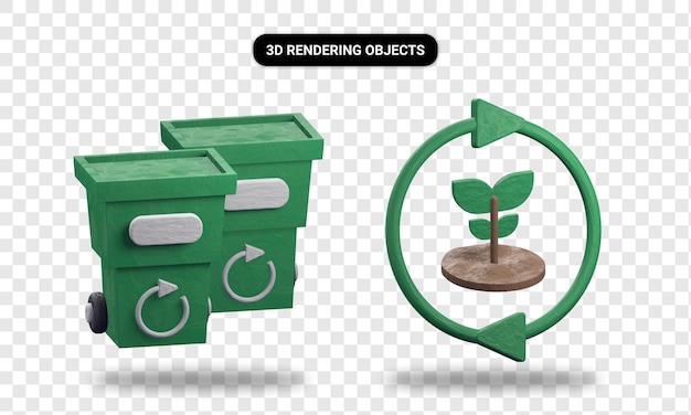 3d rendering recycle bin and renewable energy
