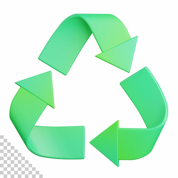 PSD 3d rendering recycle sign isolated useful for ecology energy eco green recycling and technology