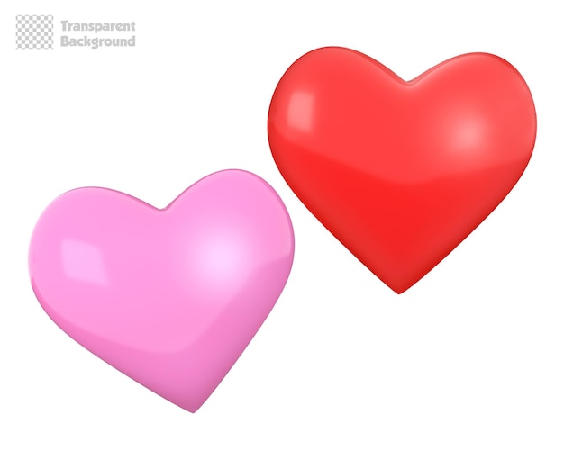 3D Rendering Red And Pink Hearts