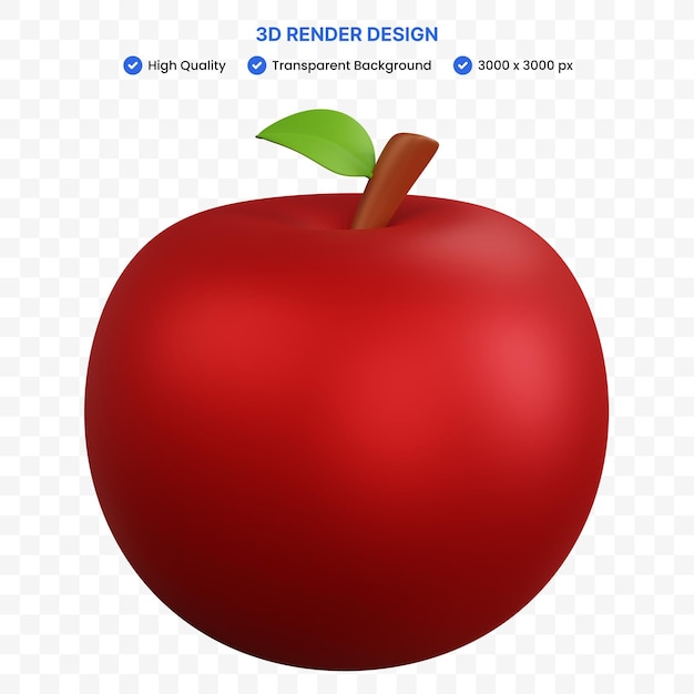 分離された 3 d レンダリング赤いリンゴ