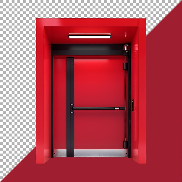 PSD rendering 3d di una porta di colore rosso su uno sfondo trasparente