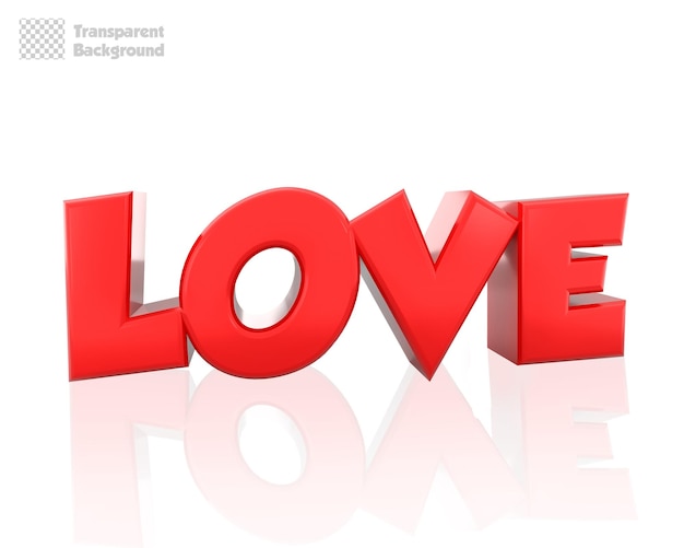 3D Rendering Red Love Word