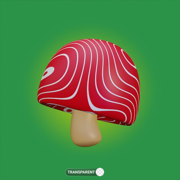 PSD 3d rendering red mushroom fresh vegetable