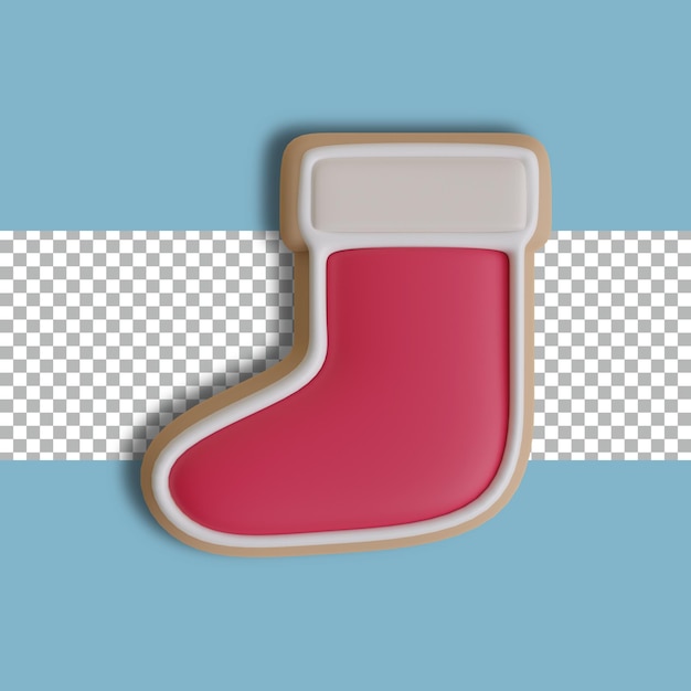 PSD rendering 3d oggetto cookie calzino rosso trasparente