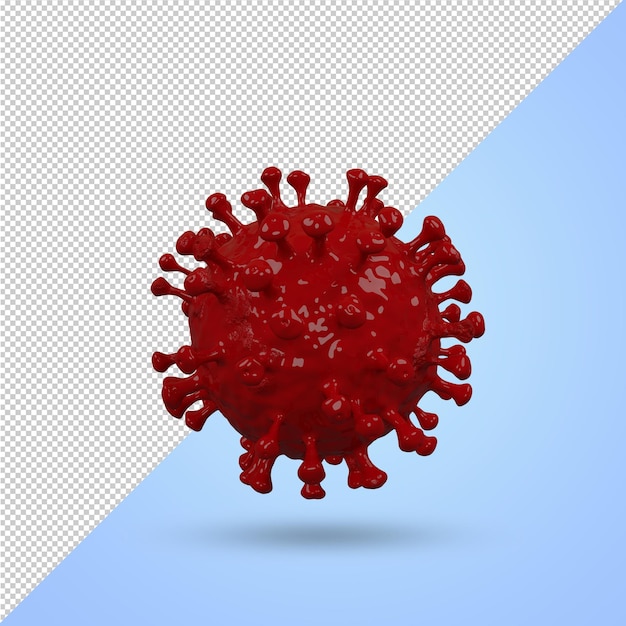 빨간 바이러스 아이콘의 3d 렌더링