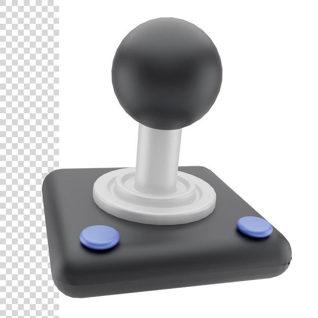 3D-rendering retro joystick met zwarte kleur en blauwe knop