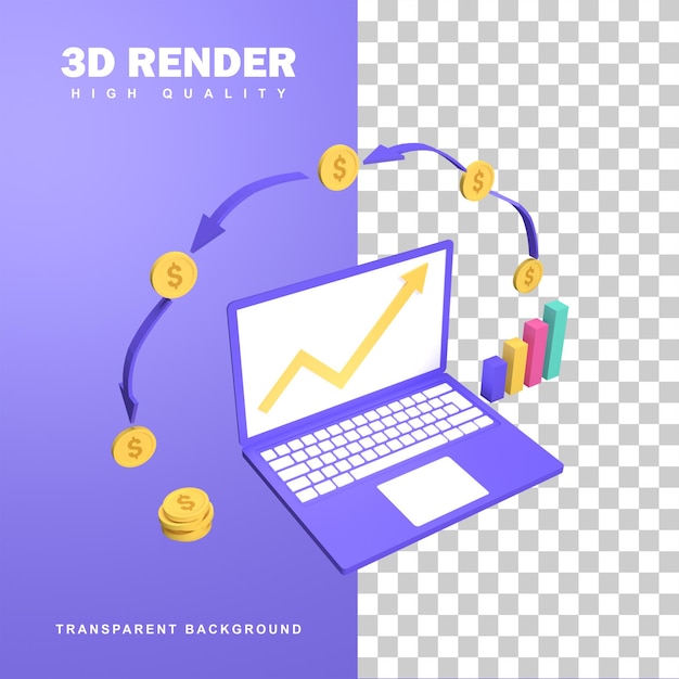 PSD 3d rendering return on investment concept.