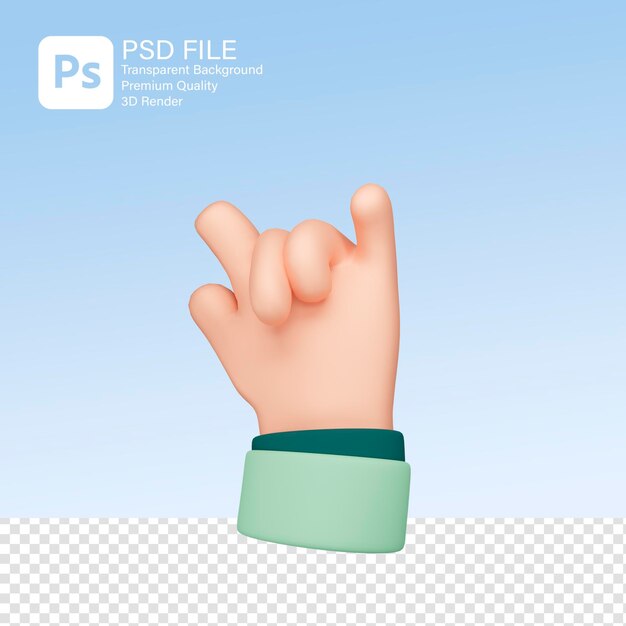 PSD 3d rendering rock and roll finger