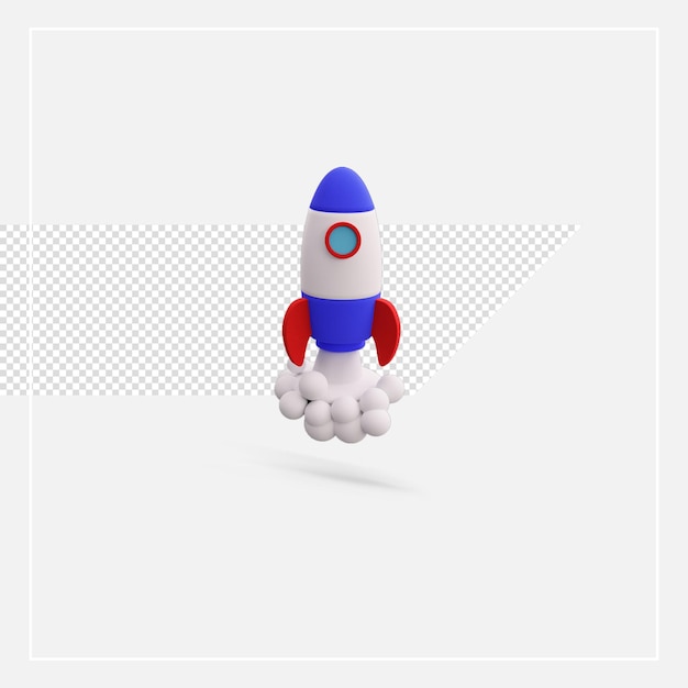 PSD 分離された 3 d レンダリング ロケット