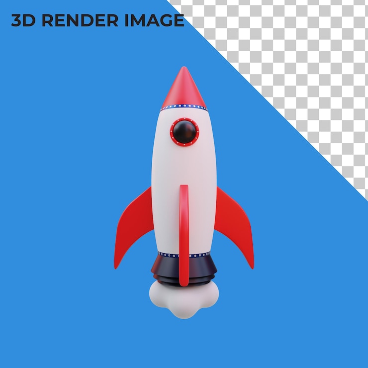 PSD 3d rendering of rocket launch  