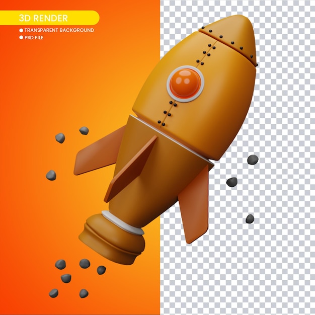 3d rendering of rocket for social media