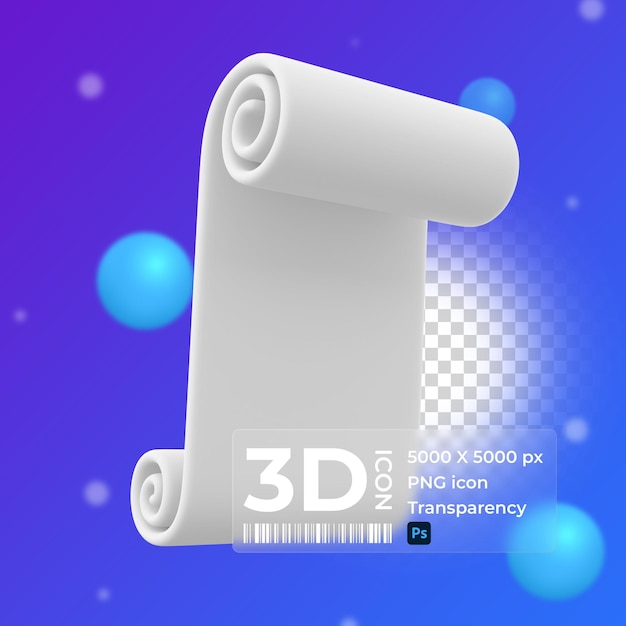 PSD 3d rendering a roll of paper with a dot symbol 3d rendering paper roll