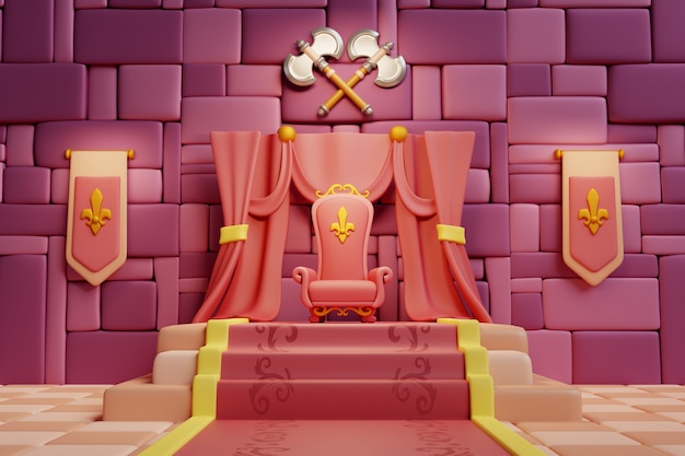 PSD 3d rendering of royal room illustration