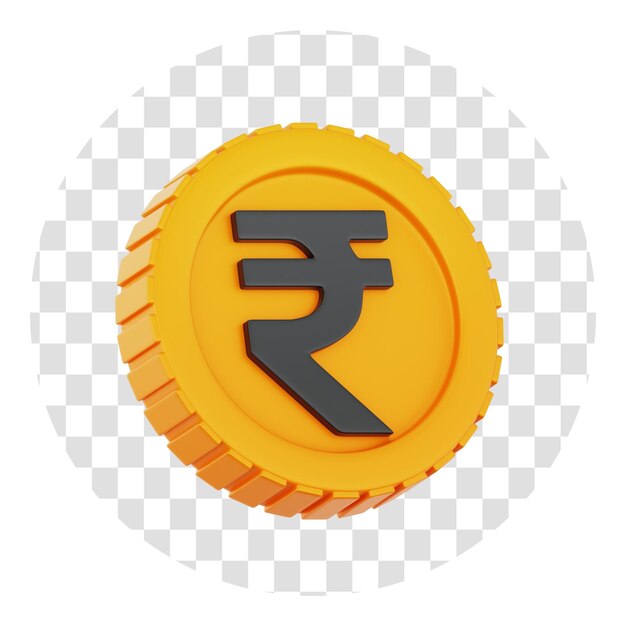 PSD 3d rendering rupee india munt munt 3d pictogram transparante achtergrond