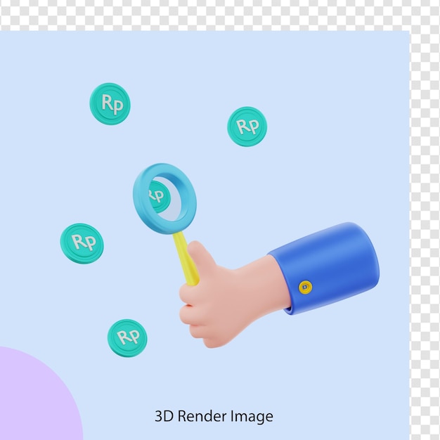 3D-рендеринг поиска денег в рупиях