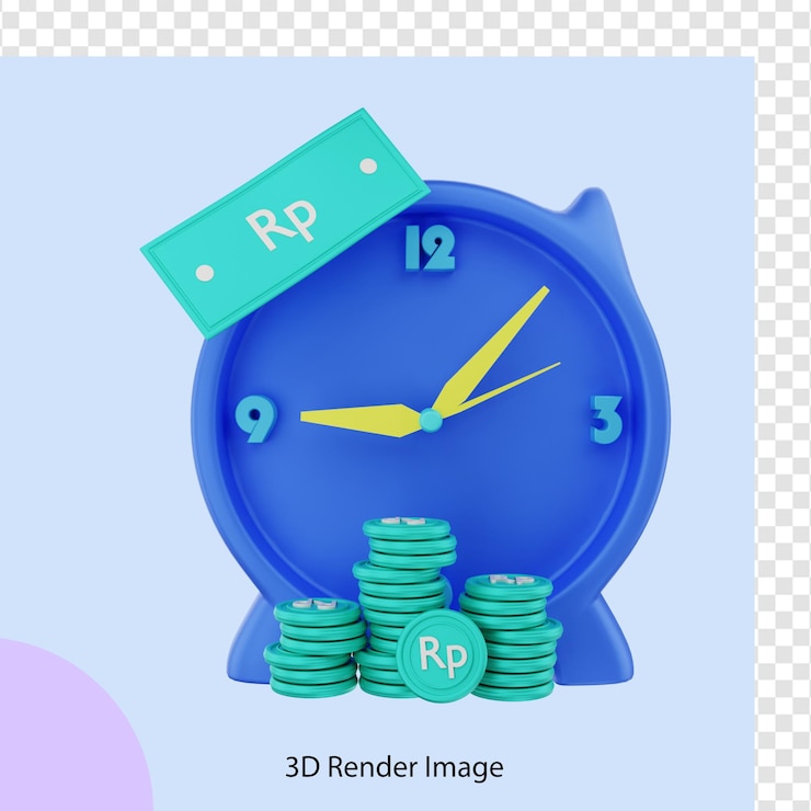 PSD 3d-рендеринг денег в рупиях со временем