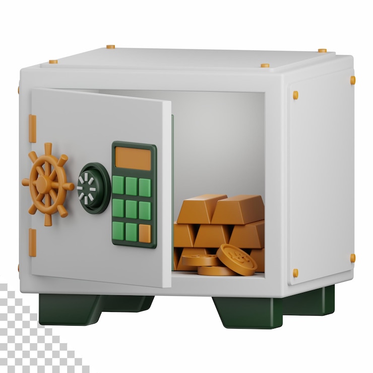 PSD 3 d レンダリング セーフティ ボックス分離された銀行のお金通貨金融とビジネス デザインに役立ちます