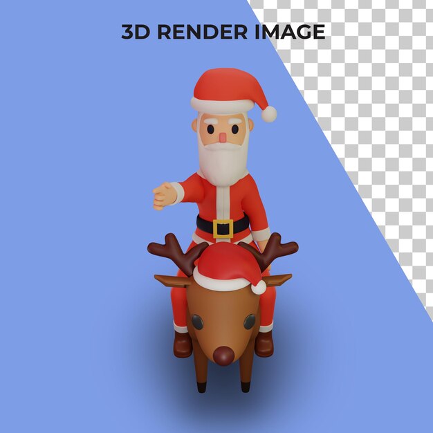 3d rendering of santa character with christmas and new year concept