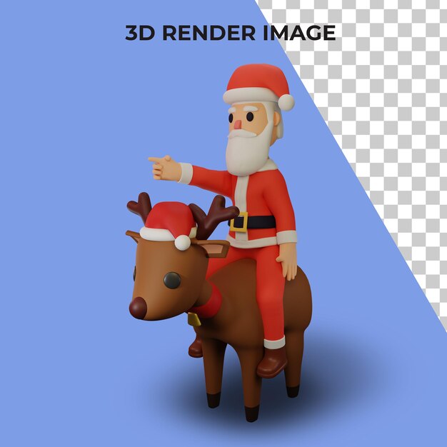 PSD 3d rendering of santa character with christmas and new year concept