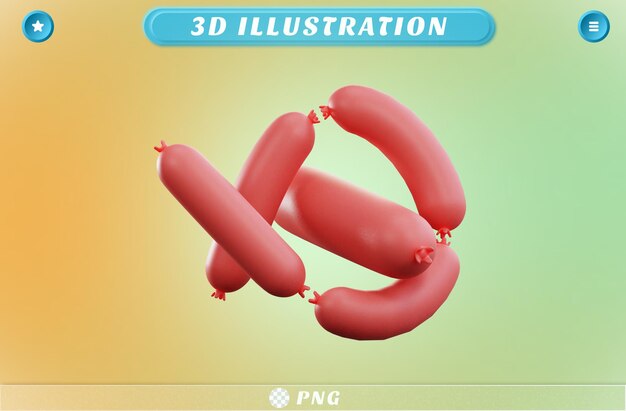 PSD 3d-рендеринг колбасной рулоны