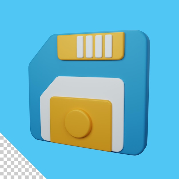 Rendering 3d salva come o floppy disk isolato utile per app di interfaccia utente e web design