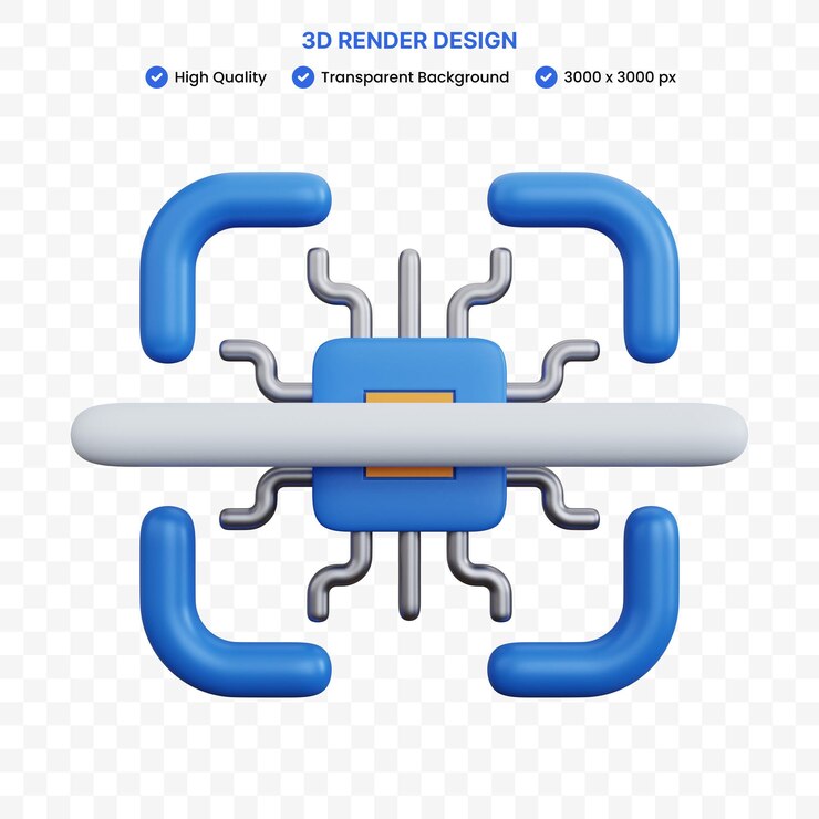 PSD 3d rendering scanner with blue chip isolated