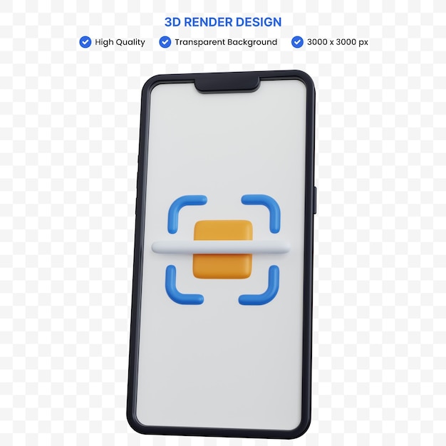PSD 3d-сканер рендеринга с изолированным смартфоном