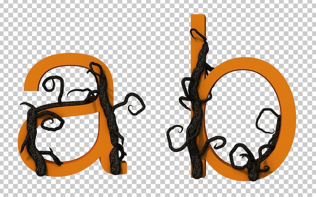 PSD 3d rendering of scary branch tree creeping on alphabet