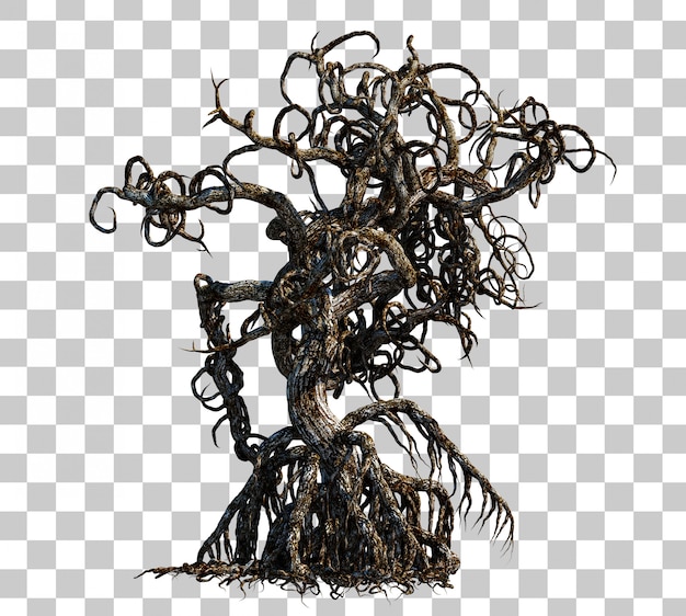 PSD 3d rendering of scary death tree