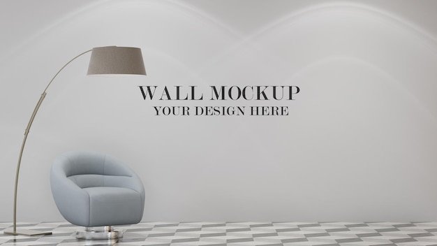 3d rendering scene muur mockup met lamp en fauteuil in interieur in