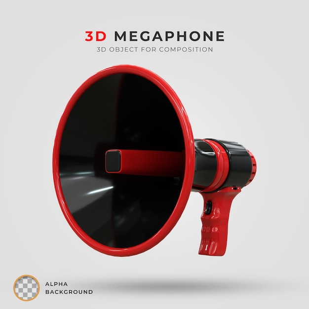 PSD 3d rendering sceny megafonu głośnika 3d ikonę 3d renderowanie