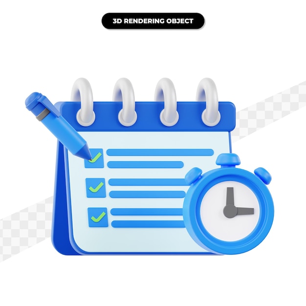 PSD 3d rendering schedule calendar illustration