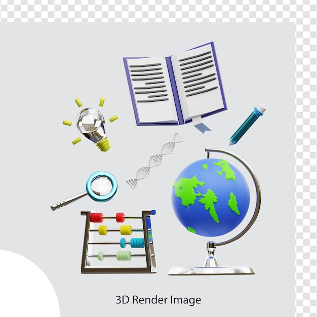 PSD 3d rendering of school education illustration,  used for web, app, infographic