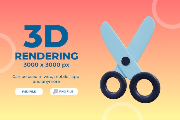 PSD 3dレンダリングはさみイラストオブジェクトプレミアムpsd