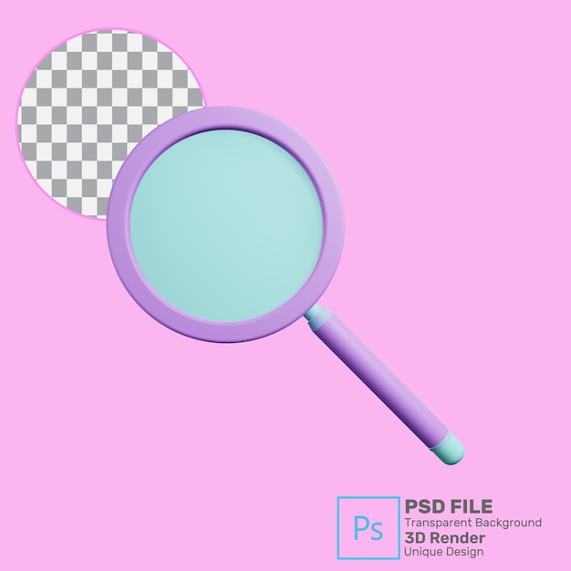 3d rendering search icon premium psd
