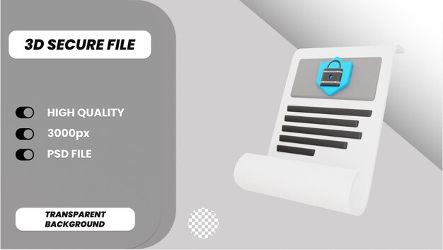 PSD 3d rendering secure file icon object