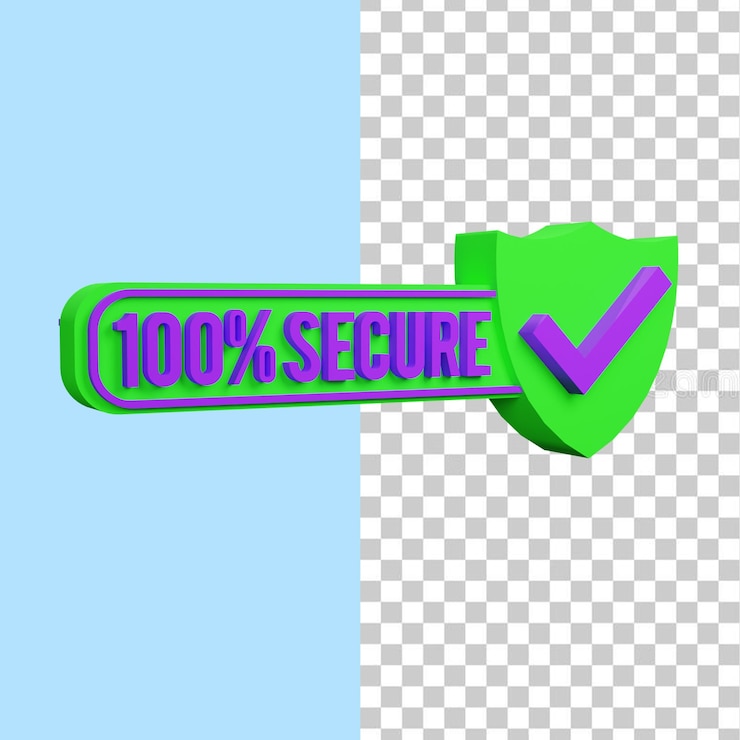 PSD 3d rendering of secure icon
