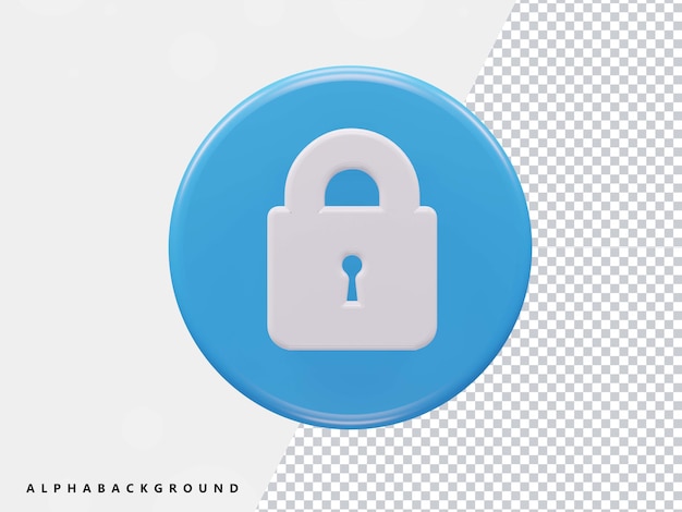 3d rendering security icon transparent