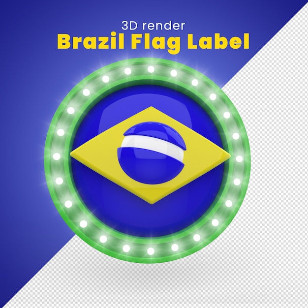 PSD un rendering 3d selo 3d brasile a tema bandeira do brasil