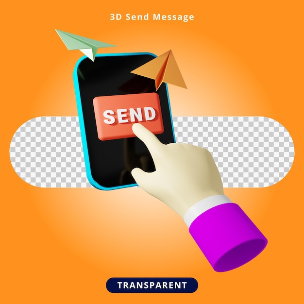 3d Rendering send message Illustration