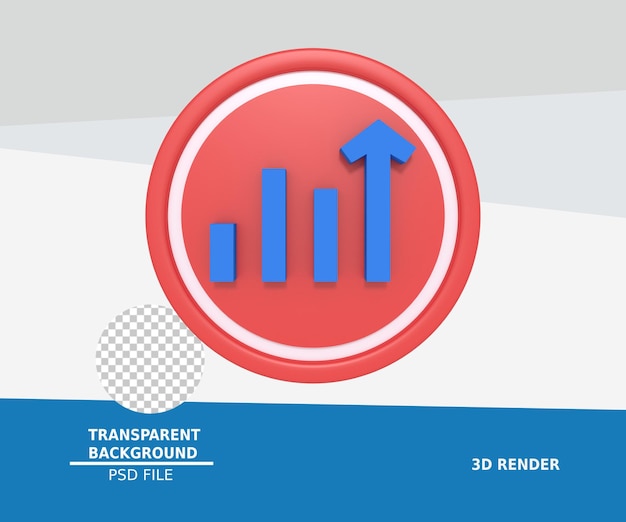 PSD rendering 3d dell'icona delle statistiche dei dati seo