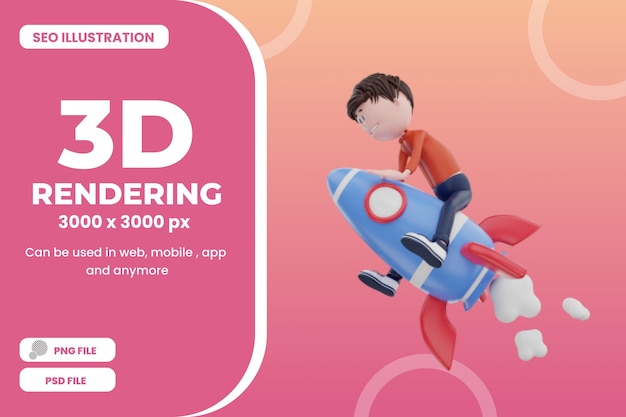 3d рендеринг объекта seo иллюстрации премиум psd