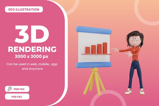 PSD 3d rendering seo illustrazione oggetto psd premium