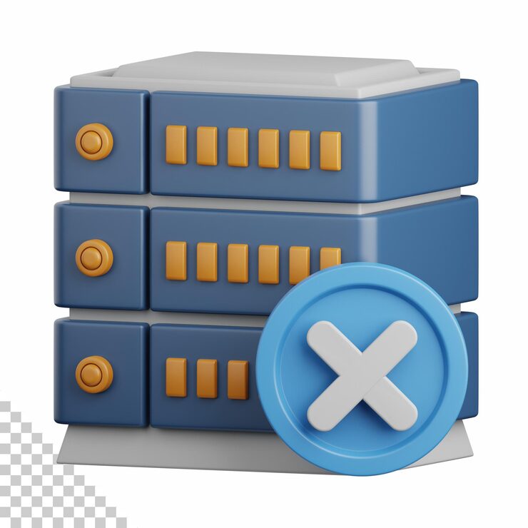 PSD 클라우드, 네트워크, 컴퓨팅, 기술, 데이터베이스, 서버 및 연결 설계 요소에 유용한 3d 렌더링 서버 분리