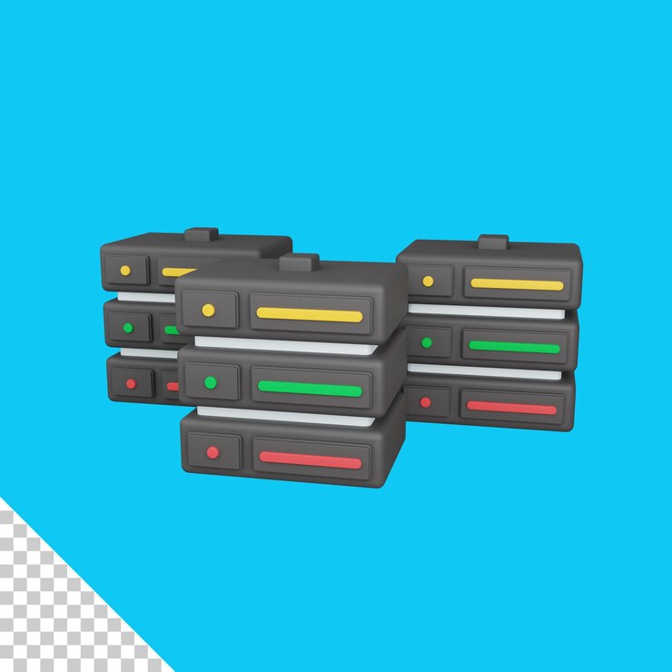 PSD 3d rendering servers isolated useful for server it and technology design illustration
