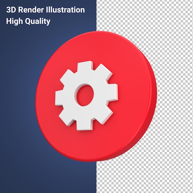 PSD 빨간 버튼의 3d 렌더링 설정 아이콘