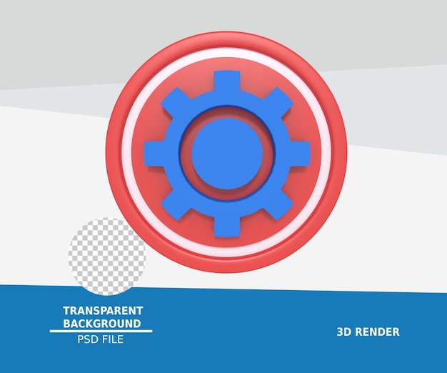 PSD 3d rendering of setting icon