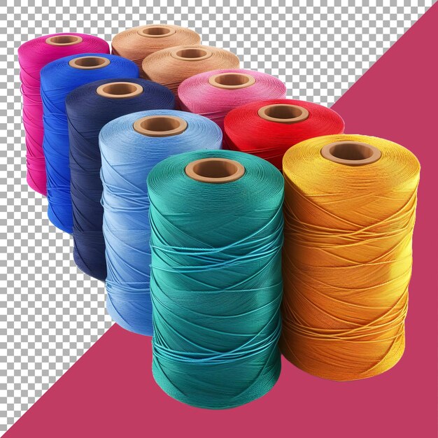 PSD 3d rendering of a sewing threads on transparent background ai generated
