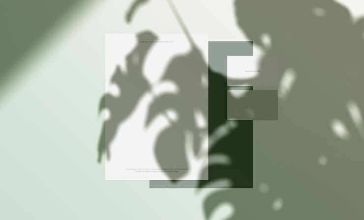 PSD 3d rendering shadow overlay effect greenery mock up